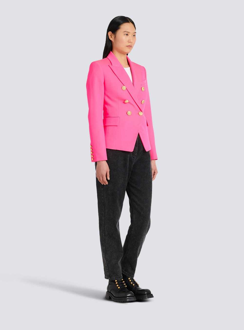 Balmain Grain De Poudre Double-breasted Jacket Pink | VIULTOD-49