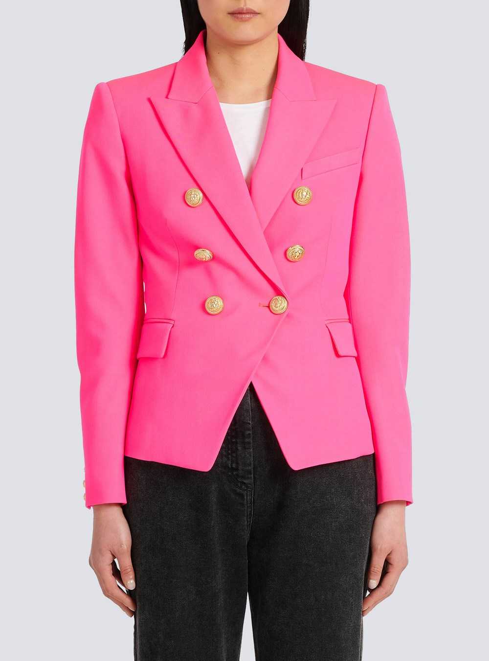 Balmain Grain De Poudre Double-breasted Jacket Pink | VIULTOD-49