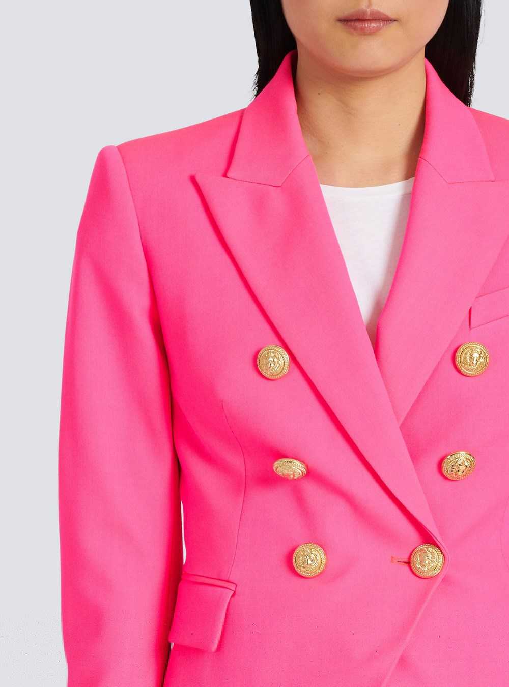 Balmain Grain De Poudre Double-breasted Jacket Pink | VIULTOD-49