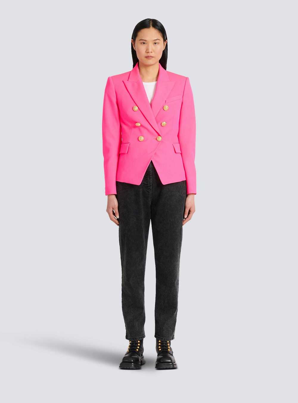 Balmain Grain De Poudre Double-breasted Jacket Pink | VIULTOD-49