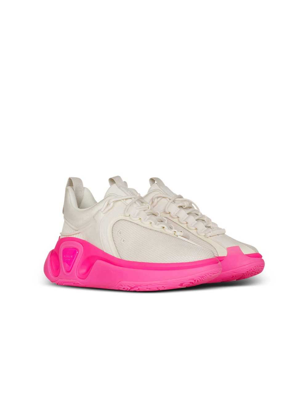 Balmain Gummy Leather And Mesh B-runner Sneakers Pink | RTOQSIF-23