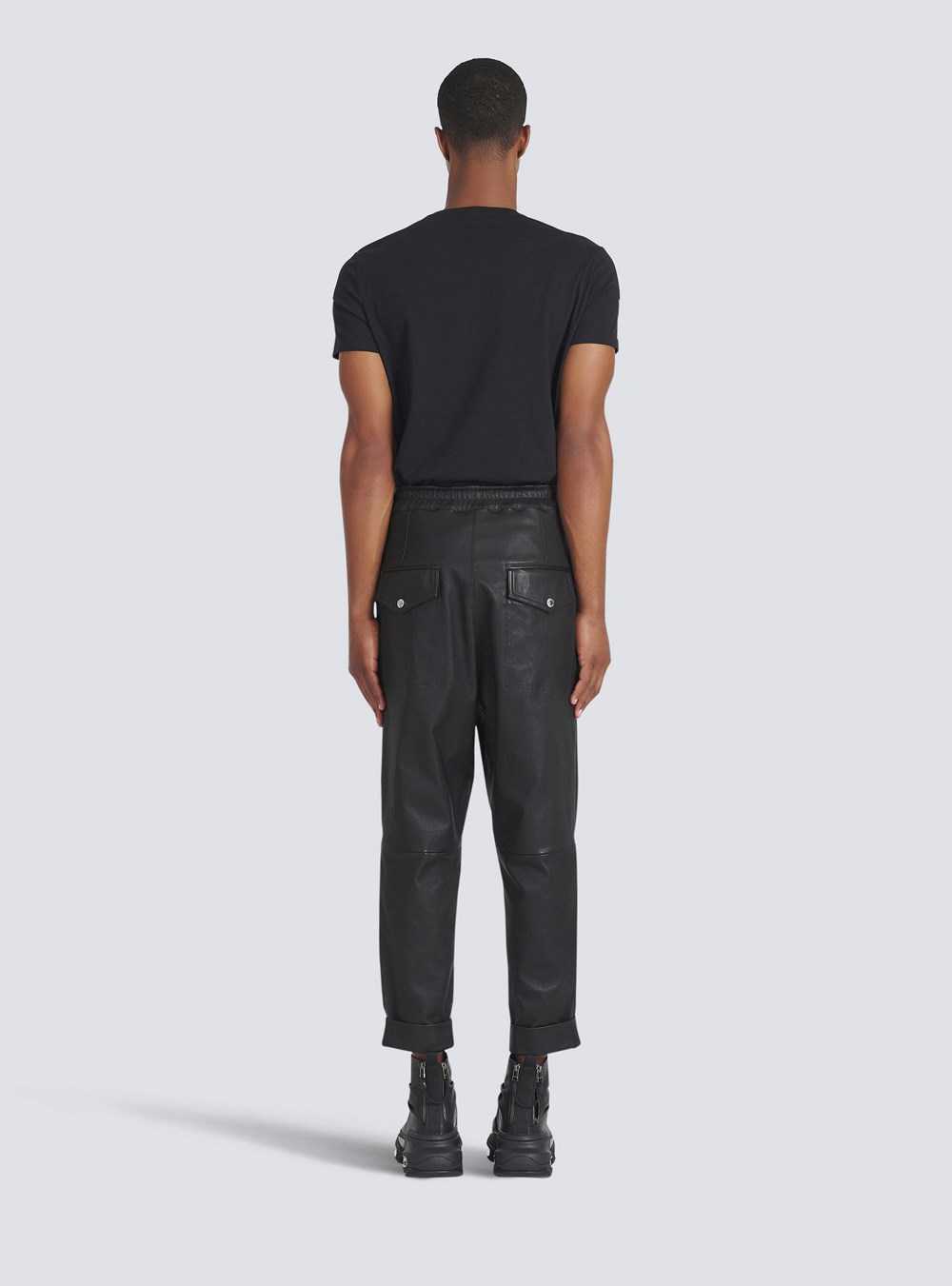 Balmain Harem Cut Leather Pants Black | AEWGMPV-45