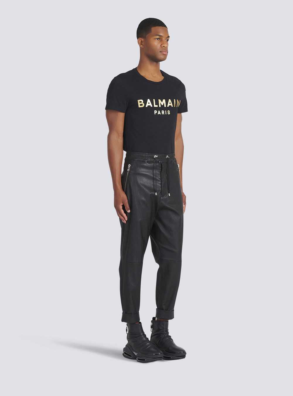 Balmain Harem Cut Leather Pants Black | AEWGMPV-45