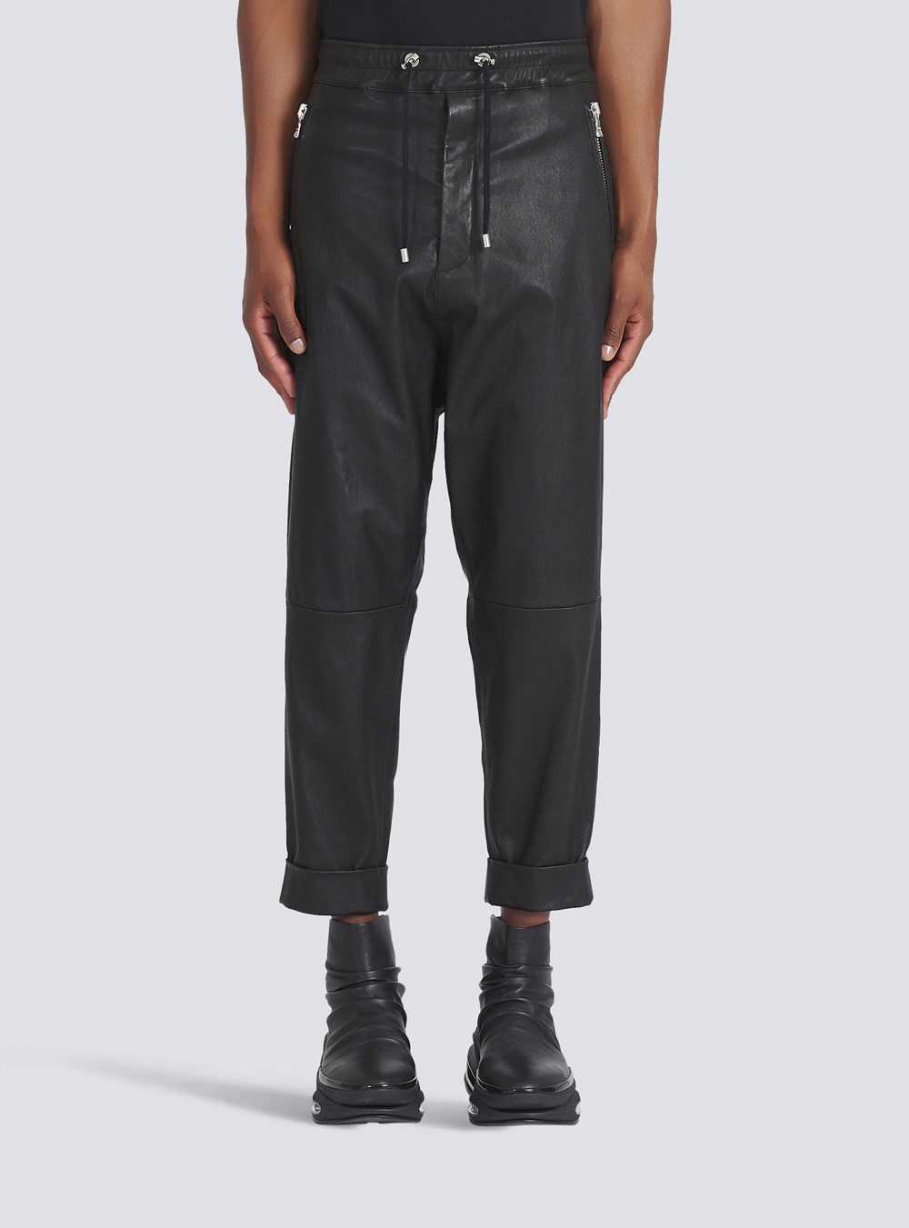 Balmain Harem Cut Leather Pants Black | AEWGMPV-45