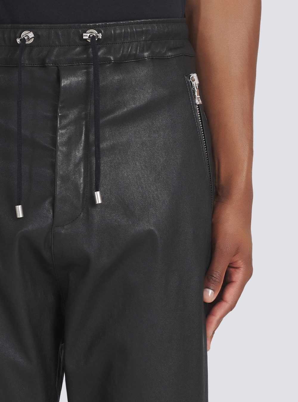 Balmain Harem Cut Leather Pants Black | AEWGMPV-45