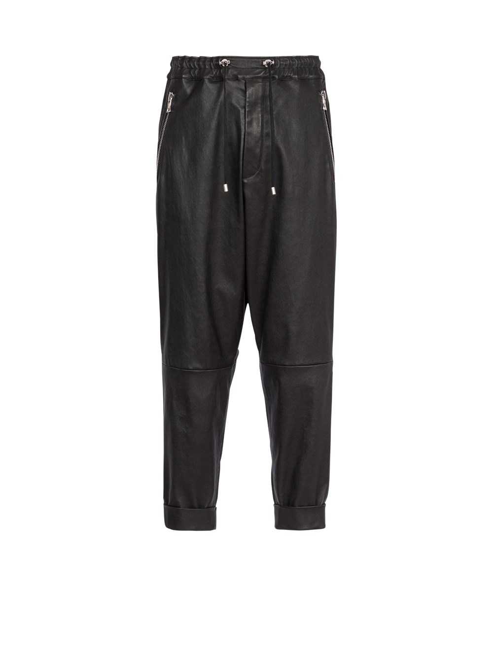 Balmain Harem Cut Leather Pants Black | AEWGMPV-45