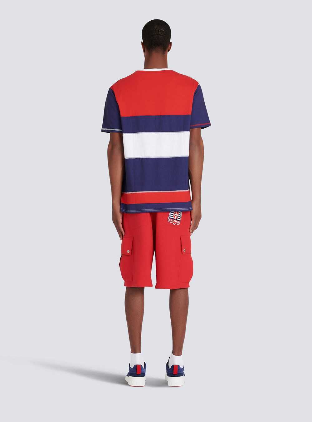 Balmain High Summer Capsule - Cotton T-shirt With Balmain Paris Logo Print Multicolor | YWPSBOT-84