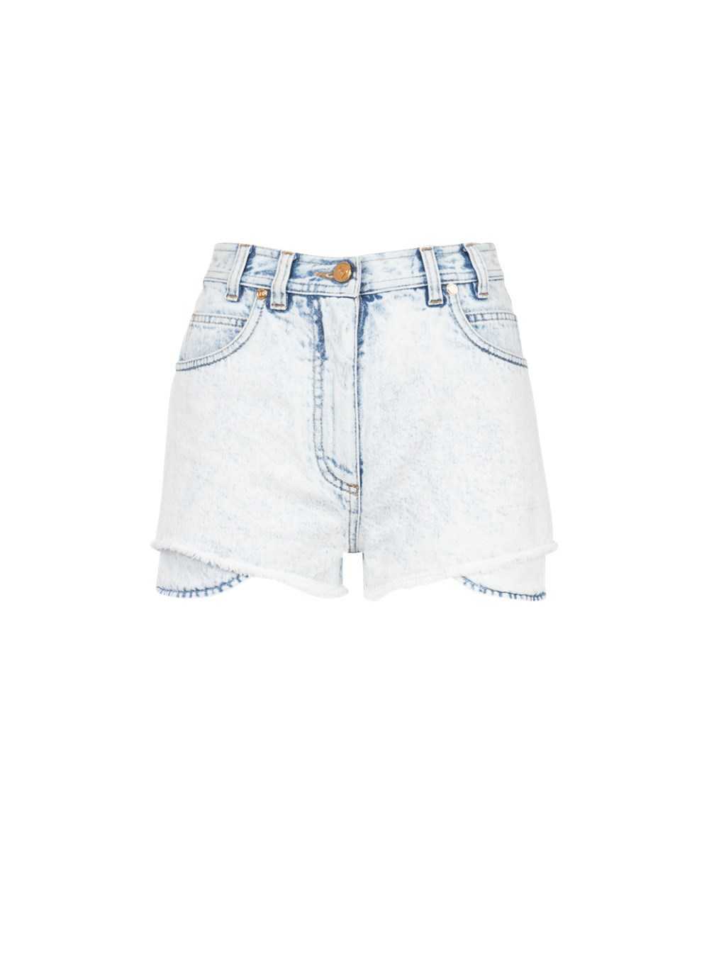 Balmain High Summer Capsule- Denim High-waisted Shorts Blue | ULQOFME-94