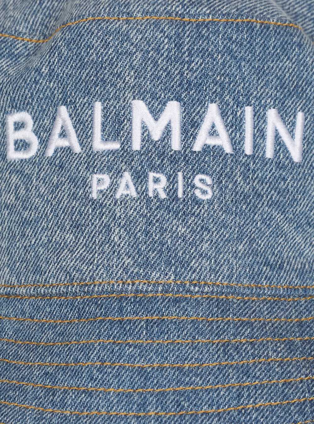 Balmain High Summer Capsule - Denim Jean Bucket Hat With Balmain Logo Blue | XYVIGQP-09