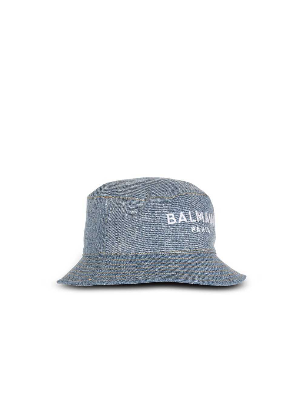 Balmain High Summer Capsule - Denim Jean Bucket Hat With Balmain Logo Blue | XYVIGQP-09