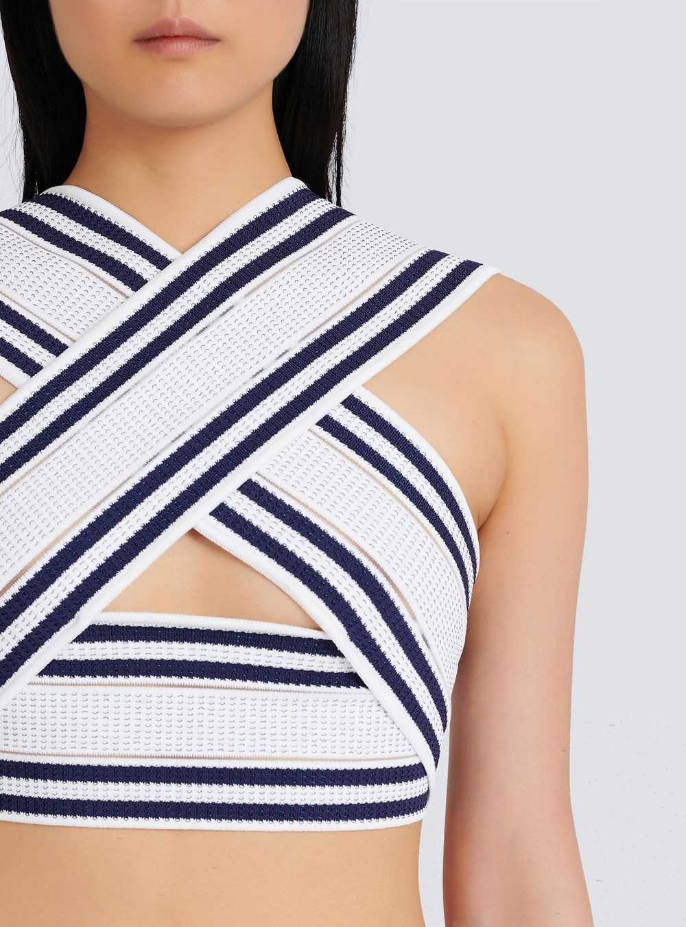 Balmain High Summer Capsule - Knit Crop Top White | NFURXVH-67