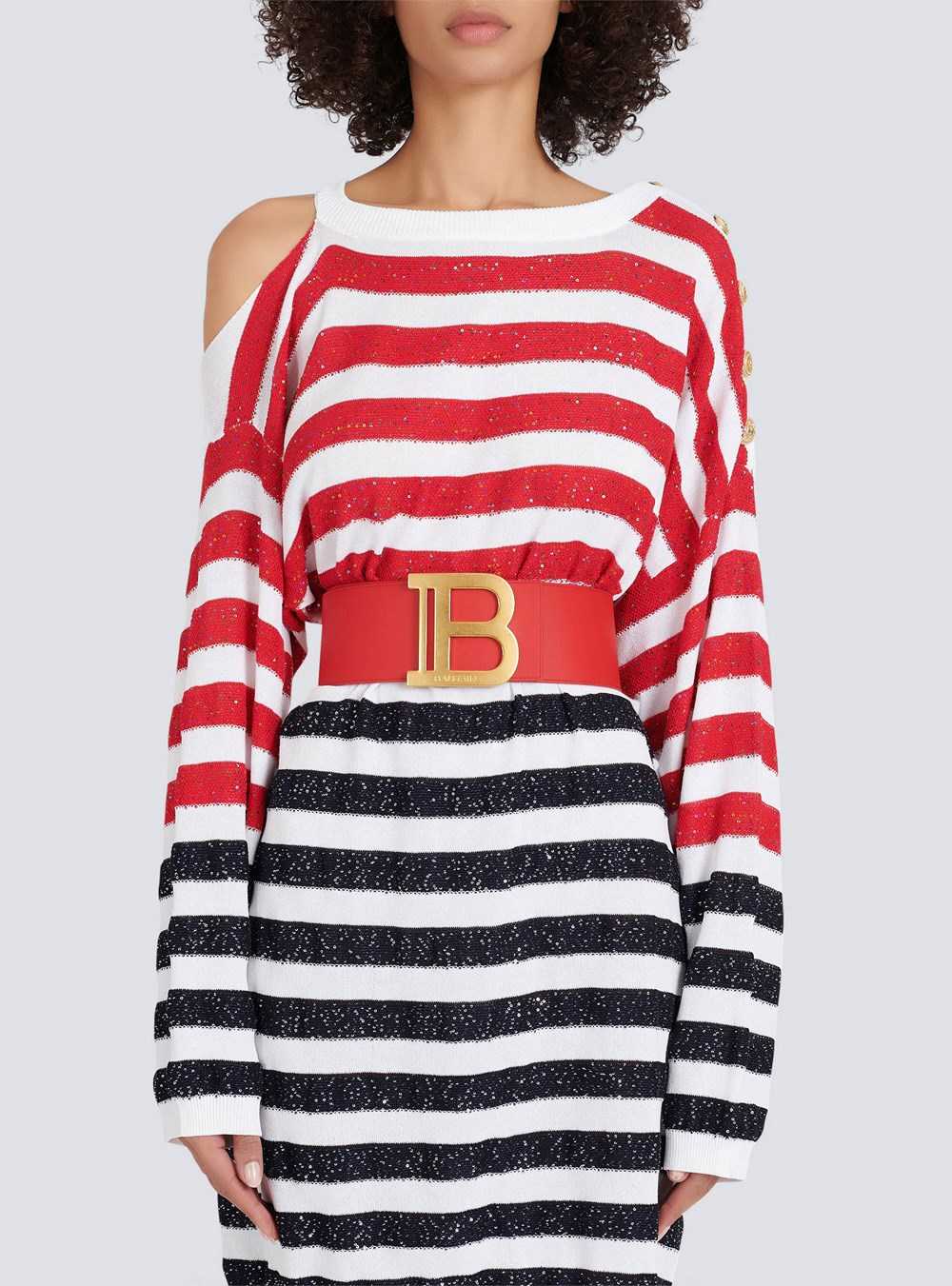 Balmain High Summer Capsule - Leather B-belt Belt Red | RUQFKJM-32