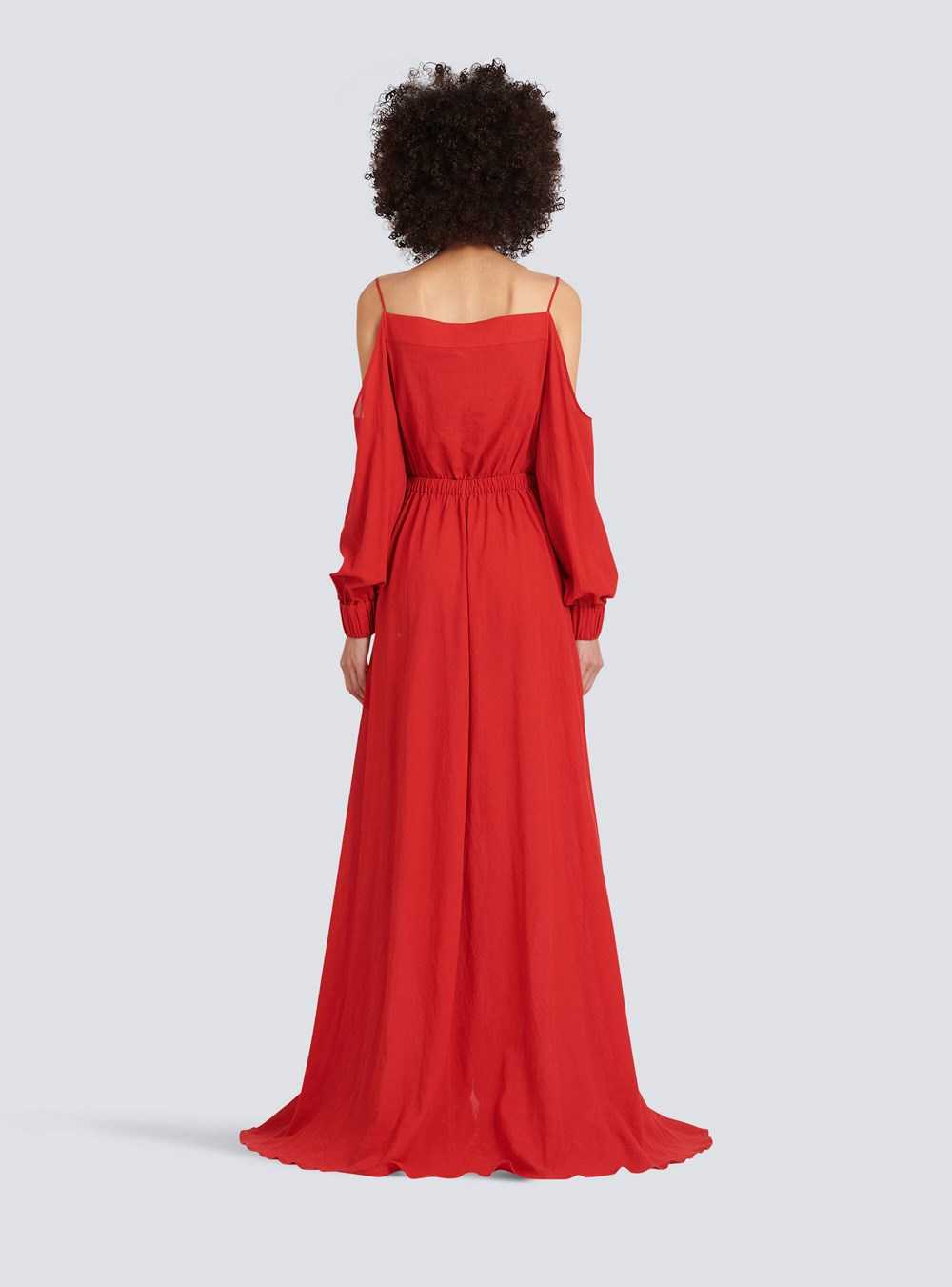 Balmain High Summer Capsule - Long Cotton Dress Red | VZBXQMP-94