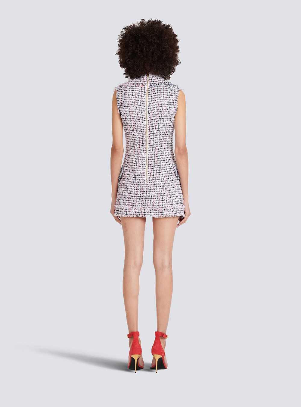 Balmain High Summer Capsule - Short Tweed Dress With Double-breasted Gold-tone Buttoned Fastening Multicolor | BJMWDTP-56