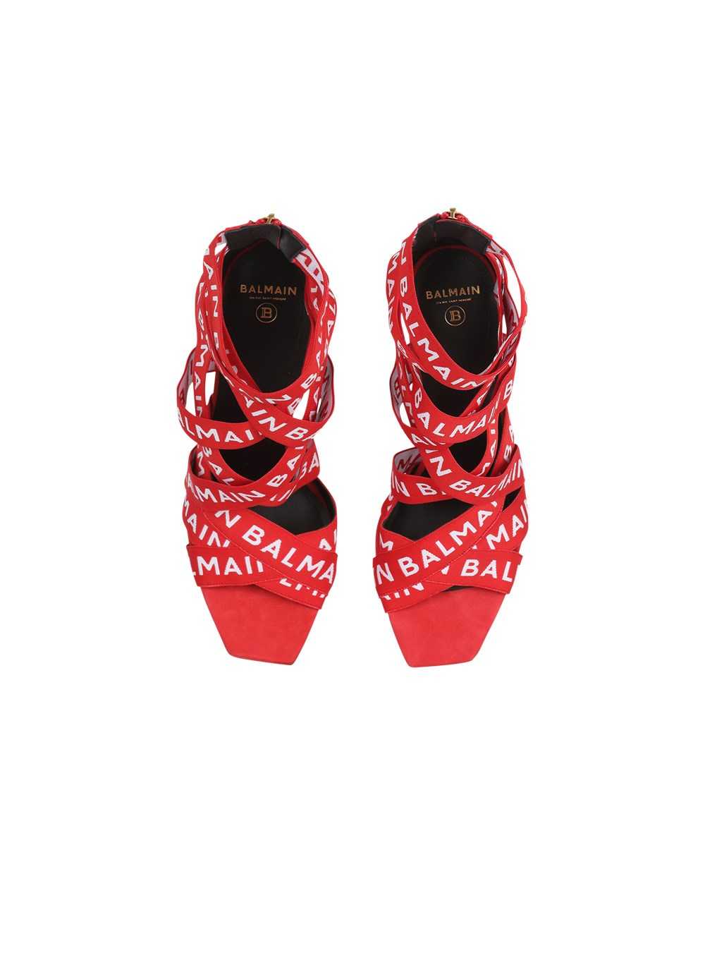 Balmain High Summer Capsule - Union Sandals With Balmain Logo Print Red | LNUDCBS-28