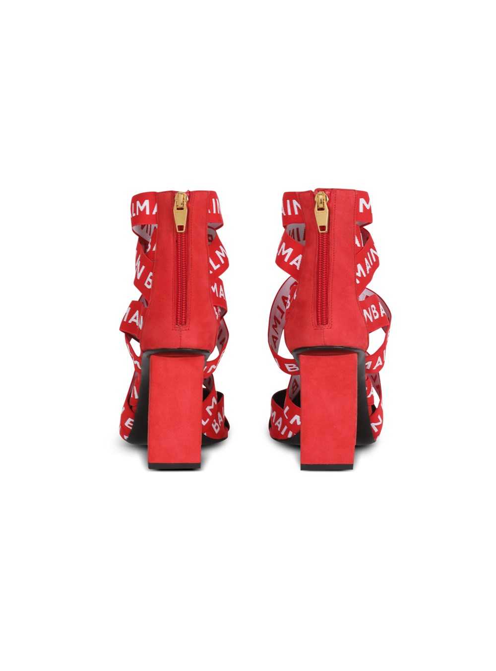 Balmain High Summer Capsule - Union Sandals With Balmain Logo Print Red | LNUDCBS-28