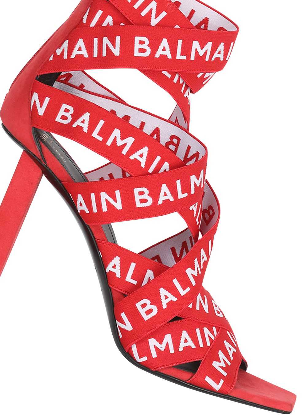 Balmain High Summer Capsule - Union Sandals With Balmain Logo Print Red | LNUDCBS-28