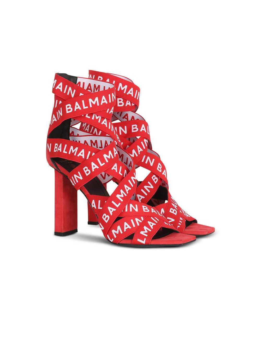 Balmain High Summer Capsule - Union Sandals With Balmain Logo Print Red | LNUDCBS-28