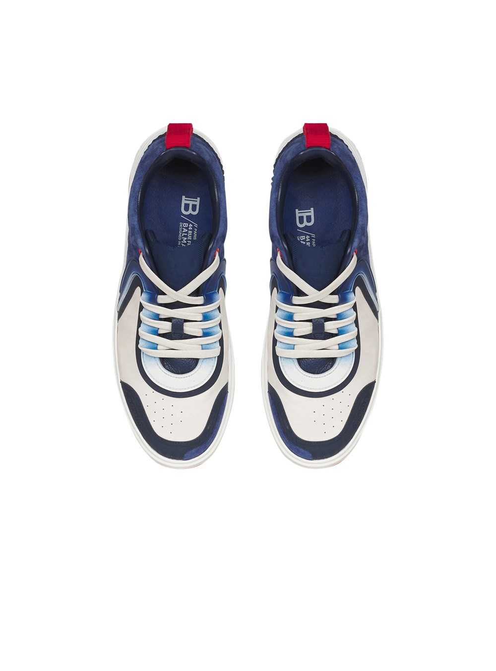 Balmain High Summer Capsule -calfskin And Suede B-skate Sneakers Navy | XUNGDAQ-86