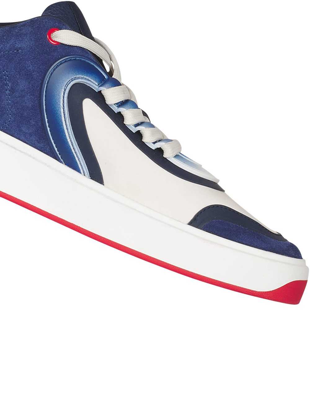 Balmain High Summer Capsule -calfskin And Suede B-skate Sneakers Navy | XUNGDAQ-86