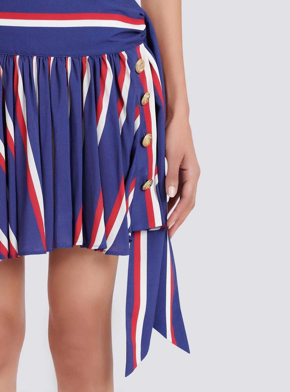 Balmain High Summer Capsule -striped Pleated Skirt Blue | BXEGJOP-63