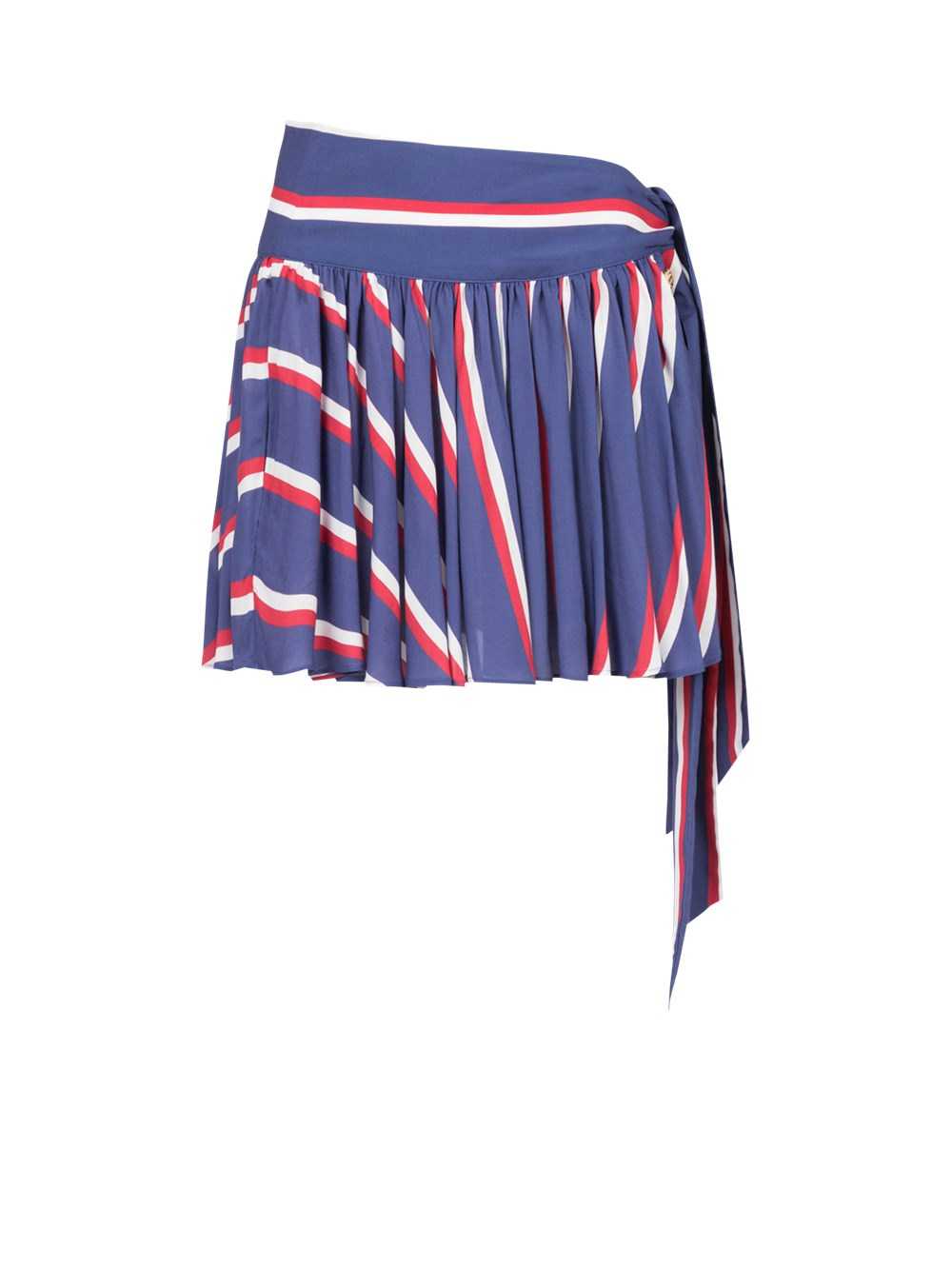 Balmain High Summer Capsule -striped Pleated Skirt Blue | BXEGJOP-63