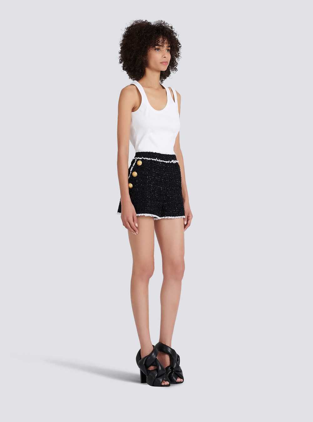 Balmain High-waisted Tweed Shorts Black | EXJSURH-20