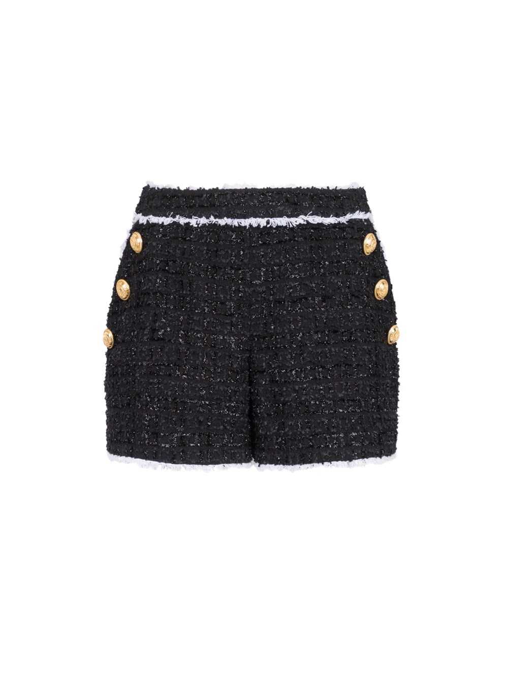 Balmain High-waisted Tweed Shorts Black | EXJSURH-20