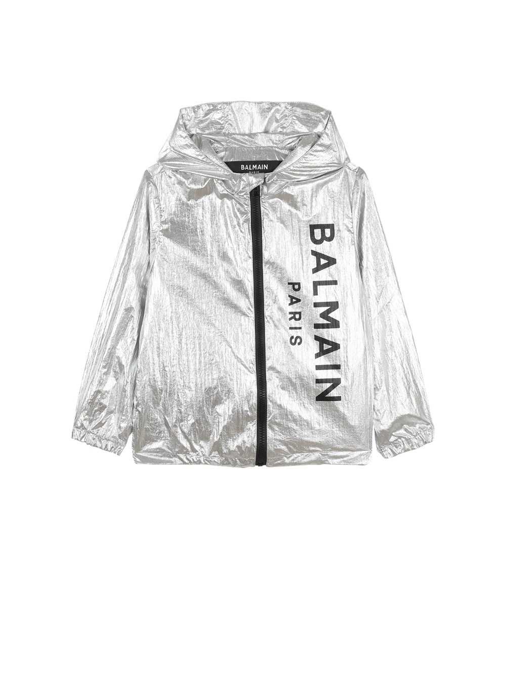 Balmain Hooded Jacket With Balmain Logo Silver | XDRKHPV-65