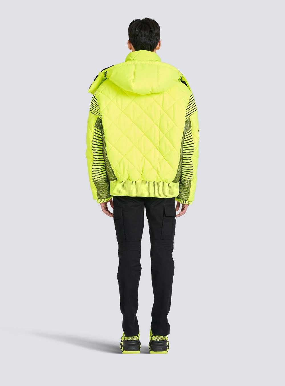 Balmain Hooded Neon Quilted Jacket Yellow | MCNTUKI-04