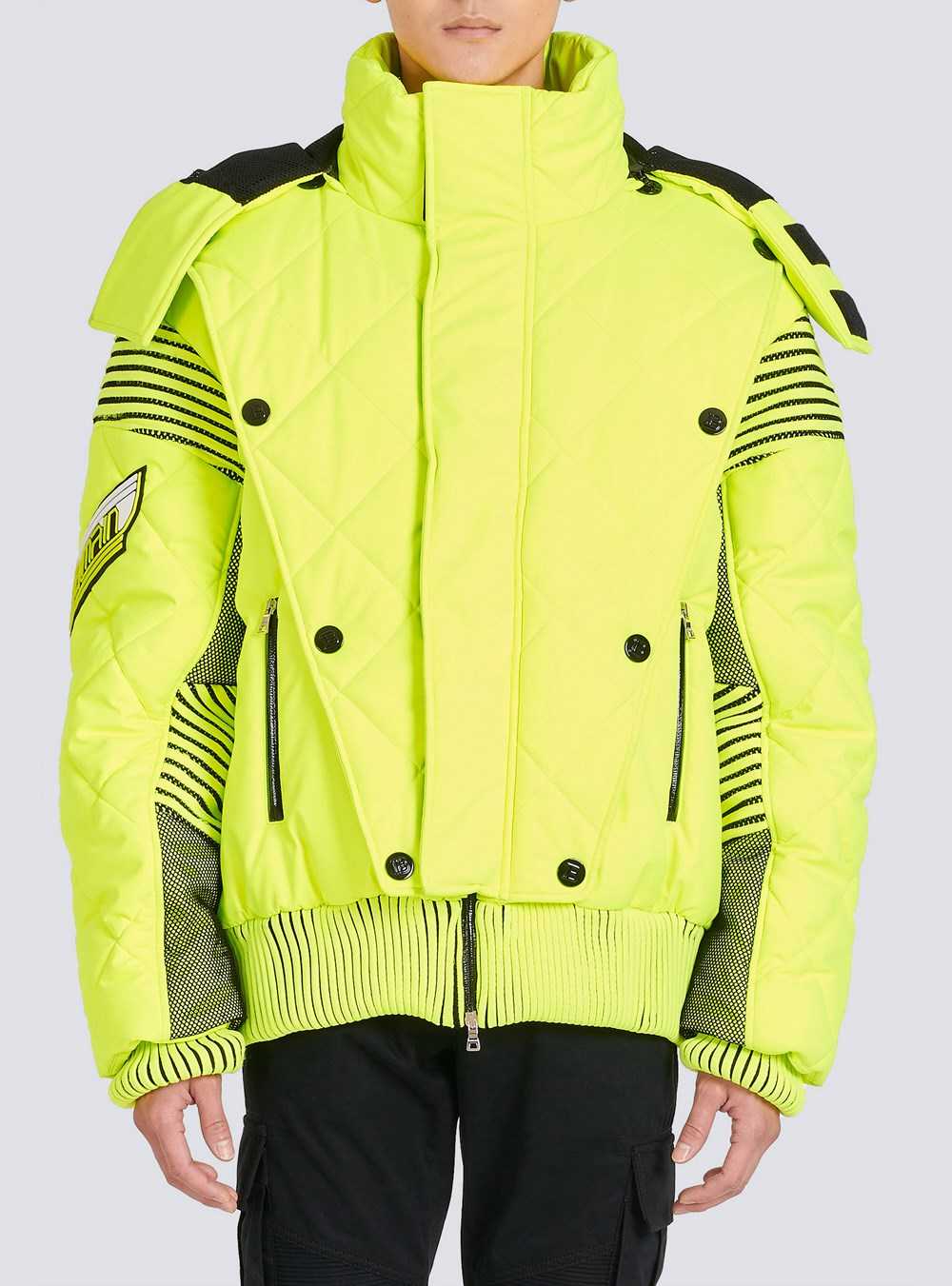 Balmain Hooded Neon Quilted Jacket Yellow | MCNTUKI-04