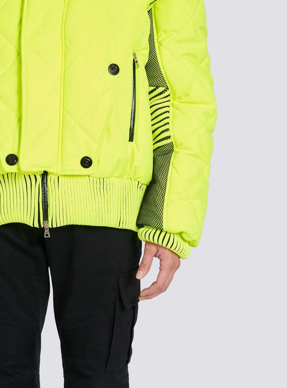 Balmain Hooded Neon Quilted Jacket Yellow | MCNTUKI-04