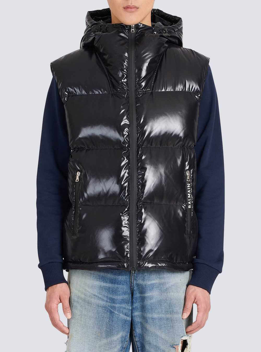 Balmain Hooded Nylon Quilted Vest Black | ACJZQKP-02