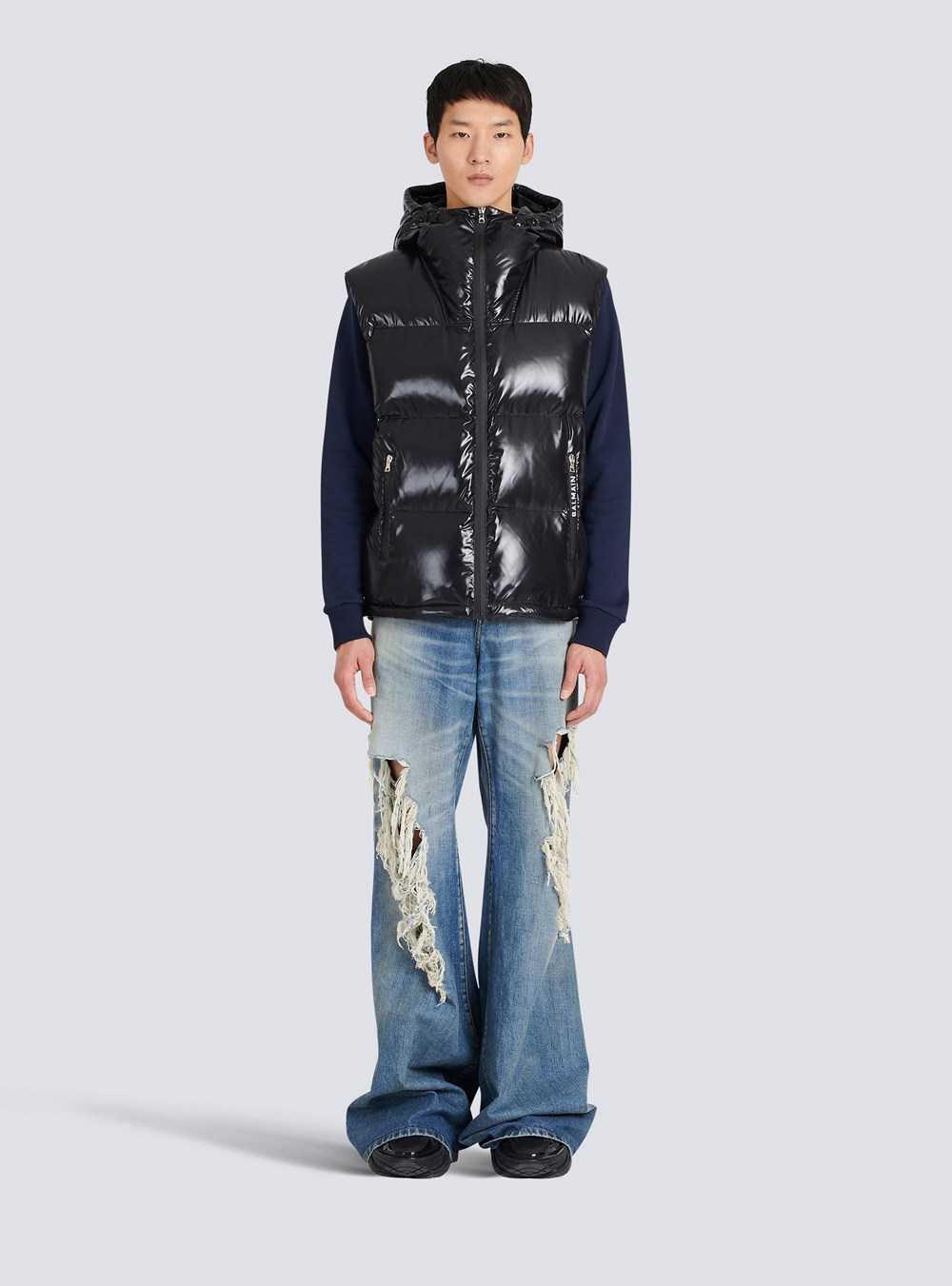 Balmain Hooded Nylon Quilted Vest Black | ACJZQKP-02