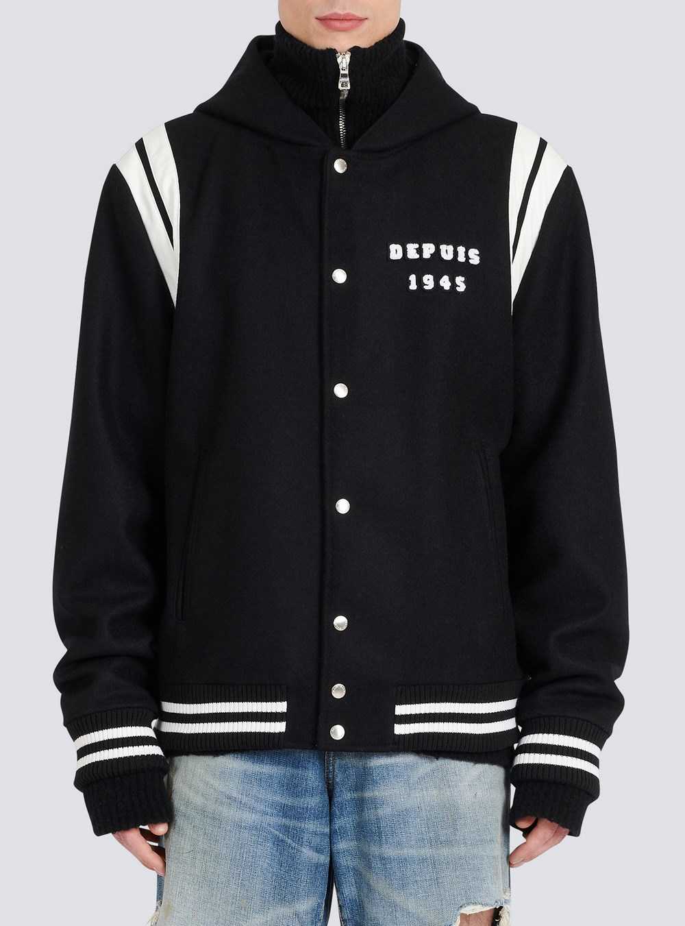 Balmain Hooded Wool Teddy Jacket Black | QBEHNOF-74