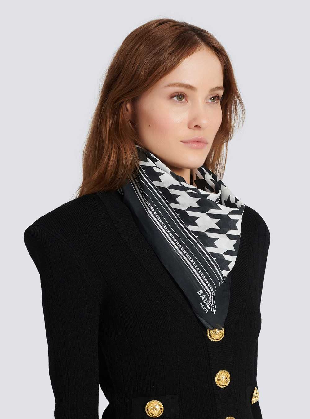 Balmain Houndstooth Print Bandana Black | KUGHBZO-42