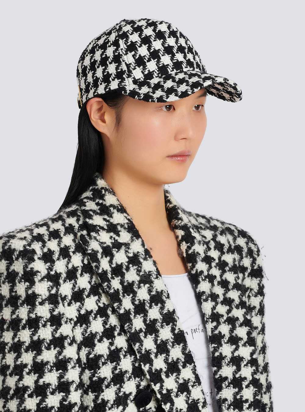 Balmain Houndstooth Print Cap Black | THFWIDA-89