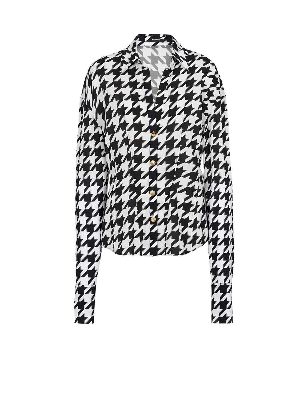 Balmain Houndstooth Print Shirt Black | GPMSFHL-80