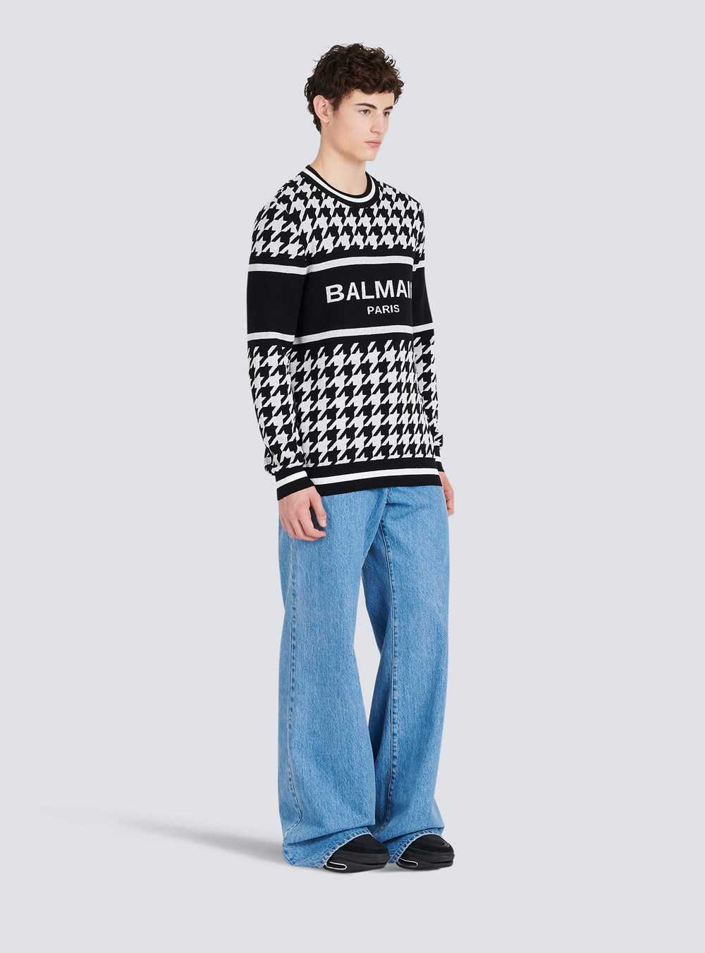 Balmain Houndstooth-patterned Wool Sweater Black | DYQGWIA-58