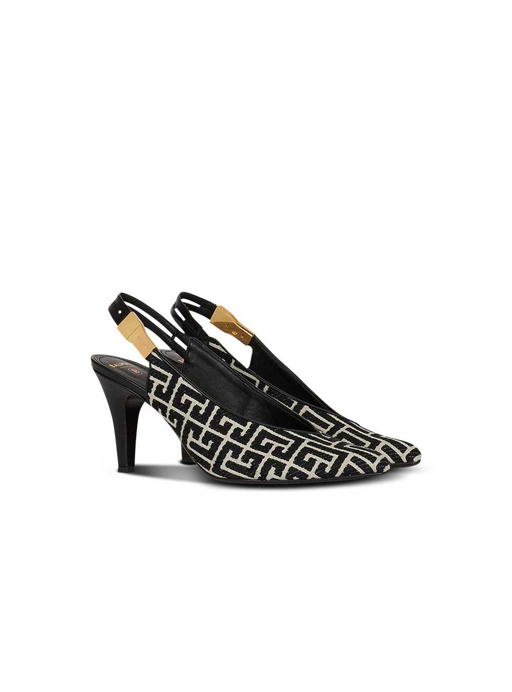 Balmain Jacquard Needlepoint Tara Pumps With Balmain Monogram Black | TDQMCRP-75