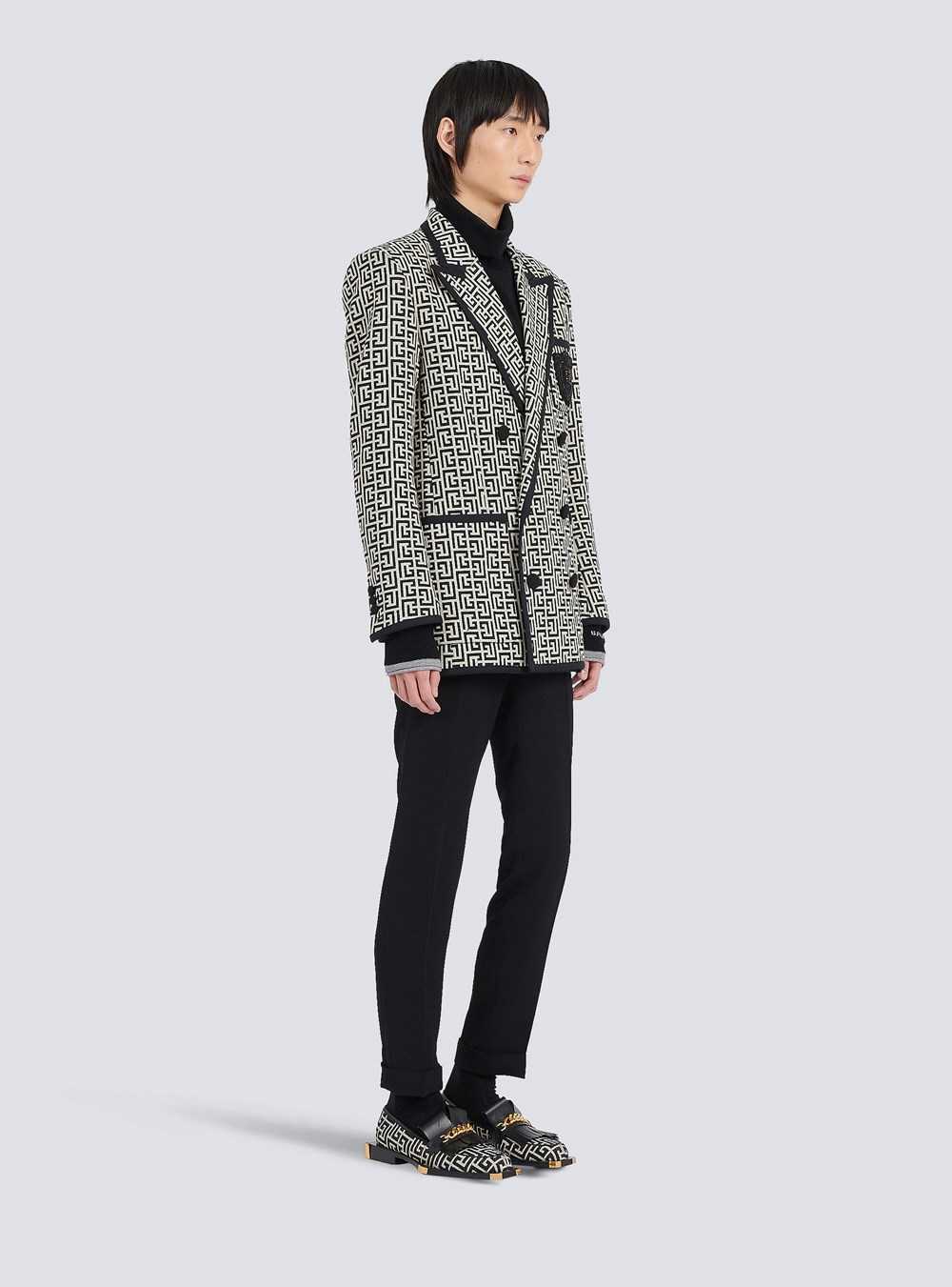 Balmain Jersey Blazer With Balmain Monogram And Double-breasted Black Buttoned Fastening Black | WLUABYH-15