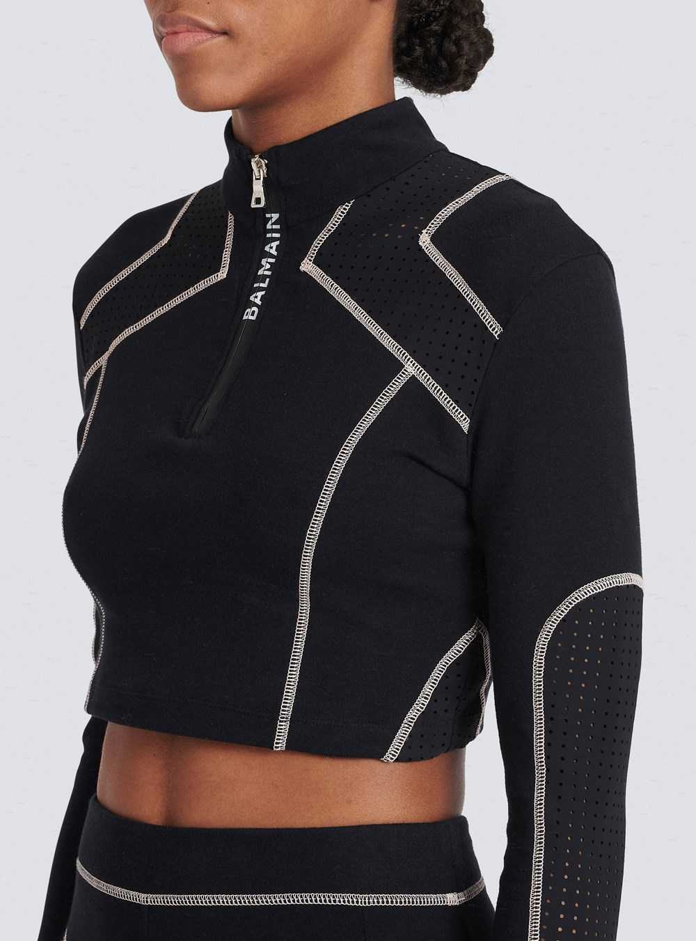 Balmain Jersey Crop Top Black | IJOBNRS-45