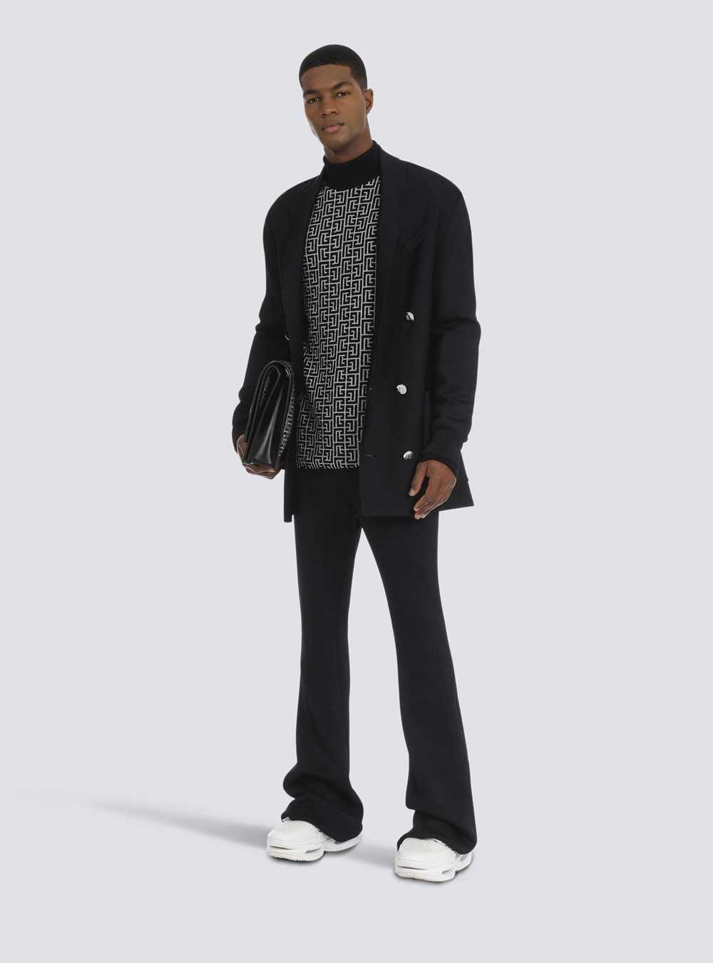 Balmain Knit Blazer With Embossed Buttons Navy | RFHXWCS-87