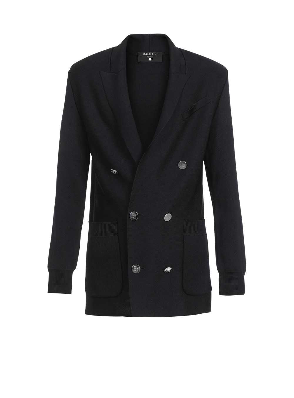 Balmain Knit Blazer With Embossed Buttons Navy | RFHXWCS-87