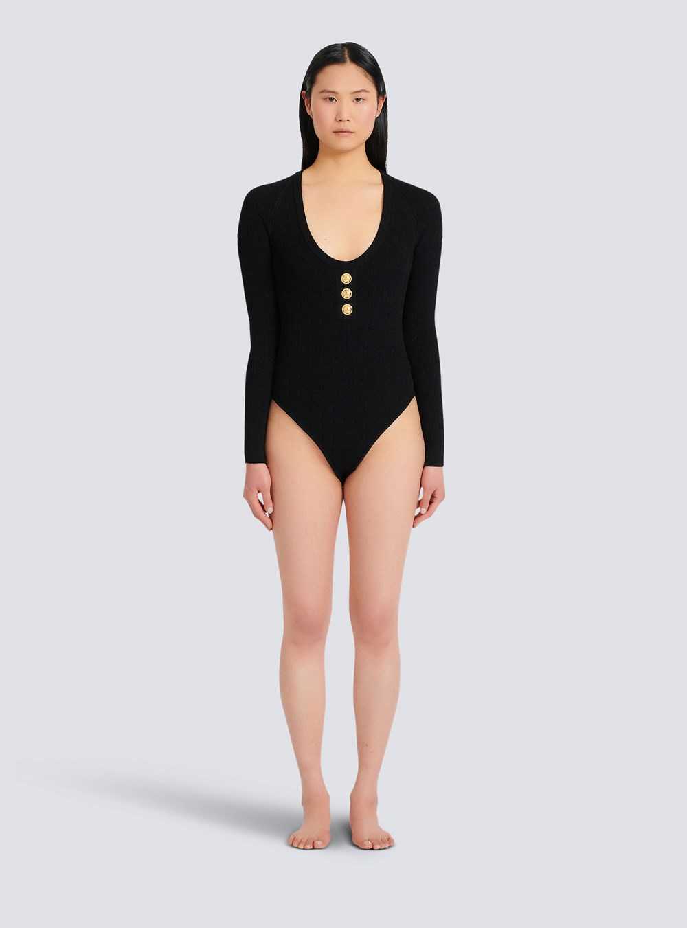 Balmain Knit Bodysuit Black | CEYMQHN-57