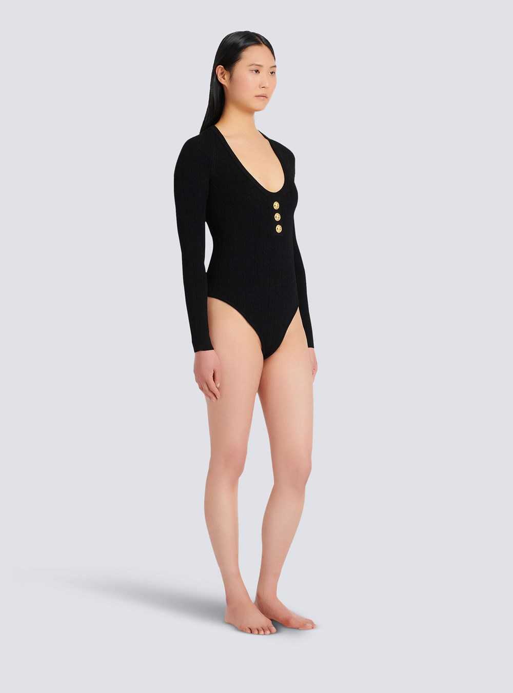 Balmain Knit Bodysuit Black | CEYMQHN-57