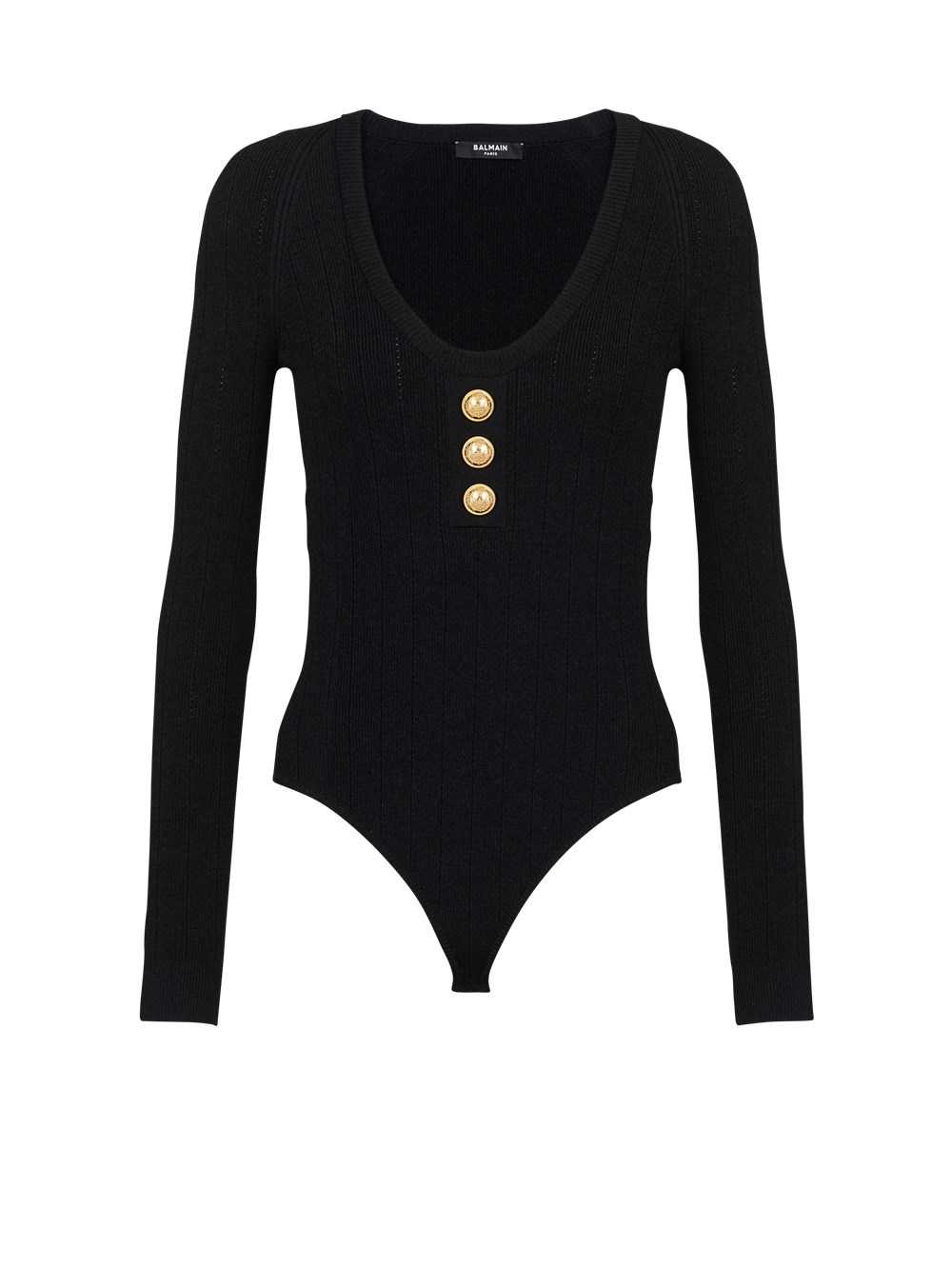 Balmain Knit Bodysuit Black | CEYMQHN-57