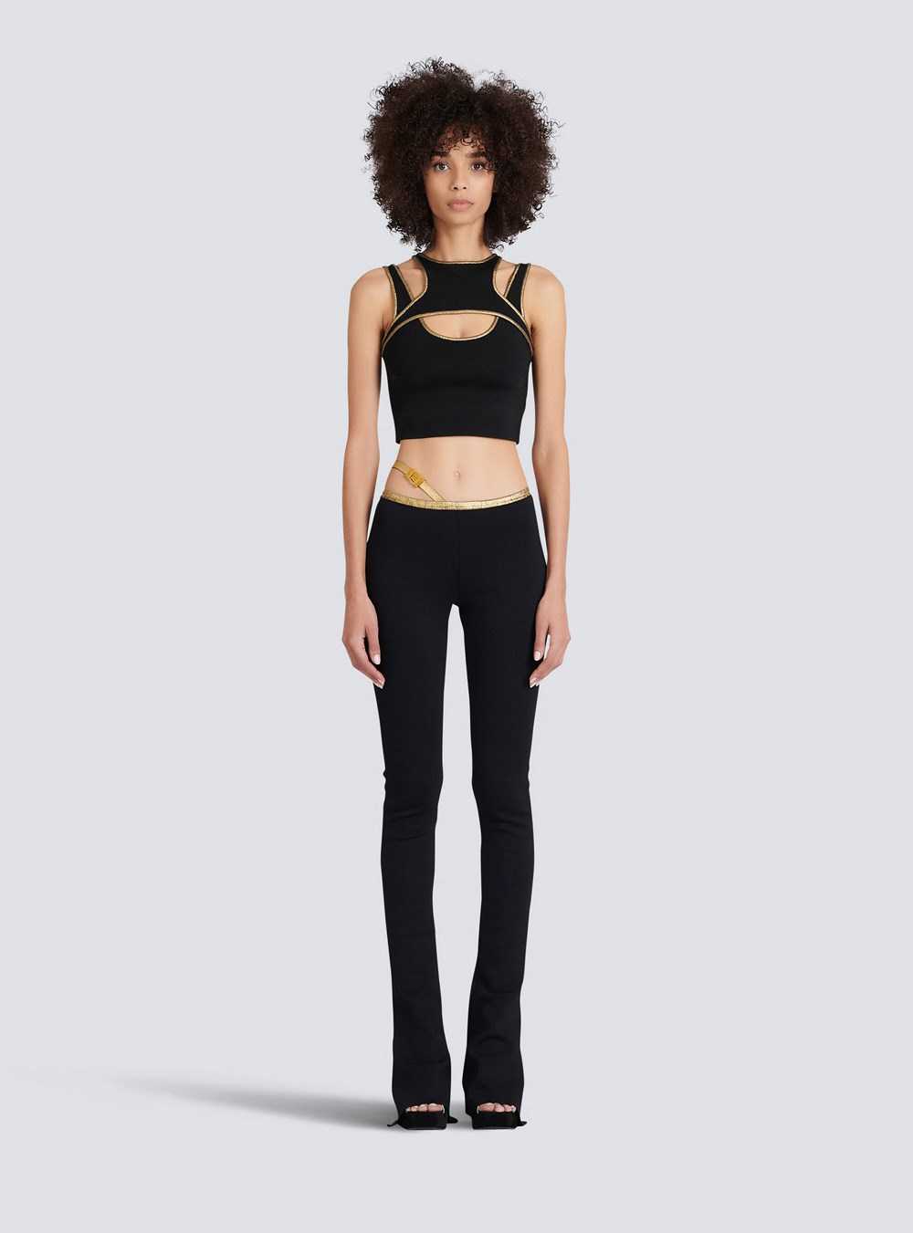 Balmain Knit Bootcut Pants Black | RMBPLHV-37