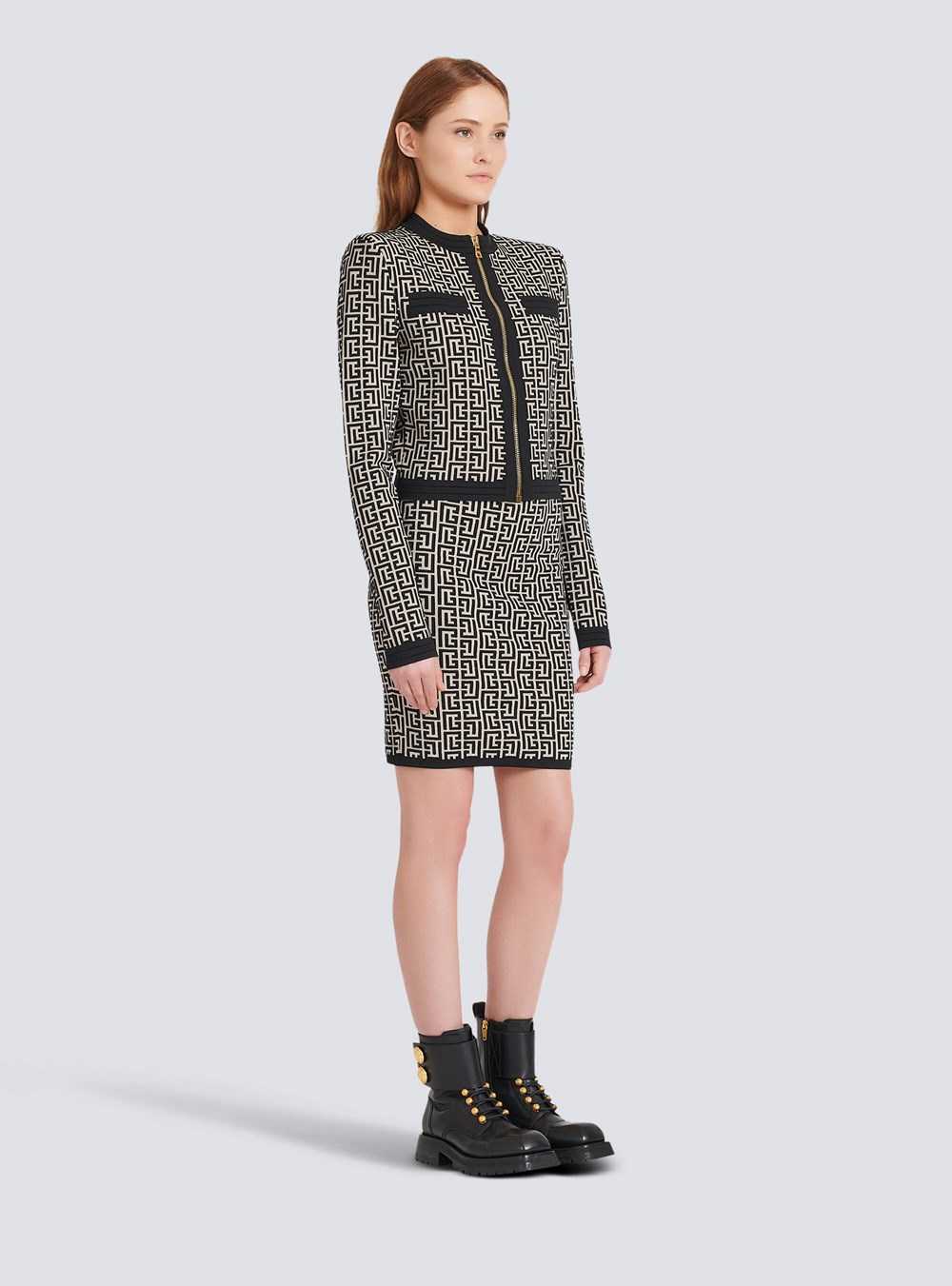 Balmain Knit Cardigan With Balmain Monogram Black | WGLFAUY-20