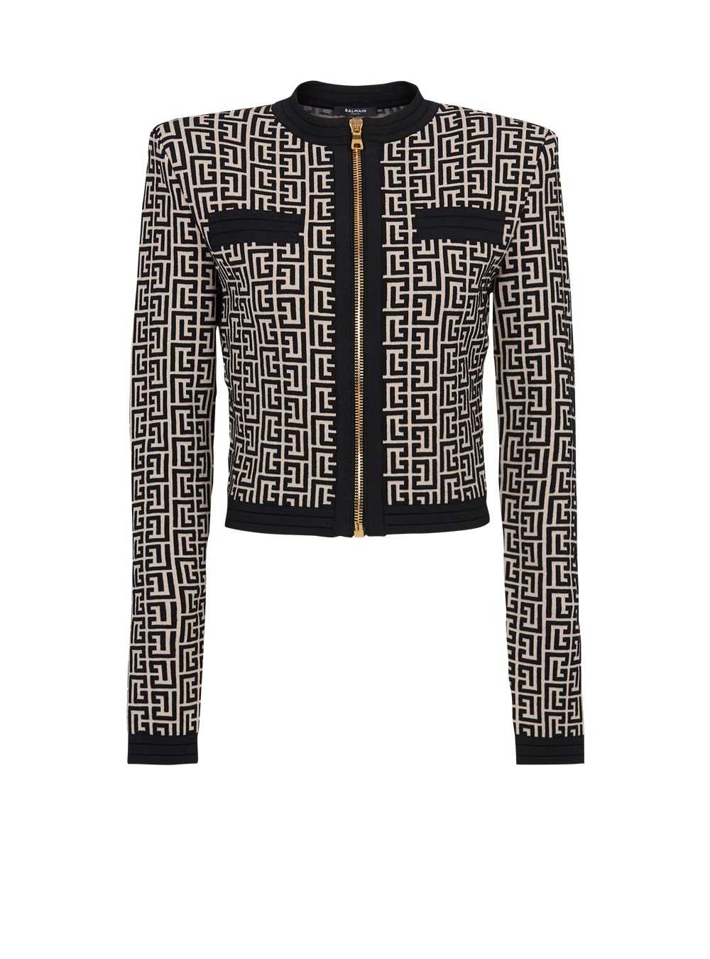 Balmain Knit Cardigan With Balmain Monogram Black | WGLFAUY-20